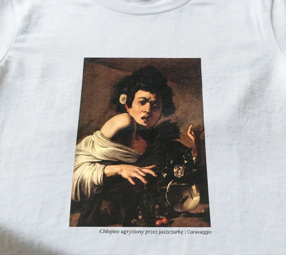 Koszulka z nadrukiem Chłopiec ugryziony przez jaszczurkę Caravaggio