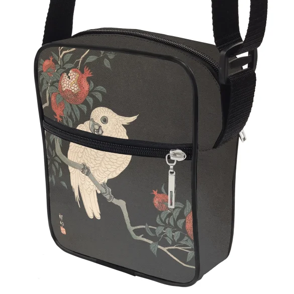 Torba Listonoszka Biała papuga i granat Ohara Koson