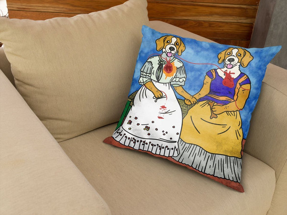 Poduszka DOG PARODY: Dwie Fridy