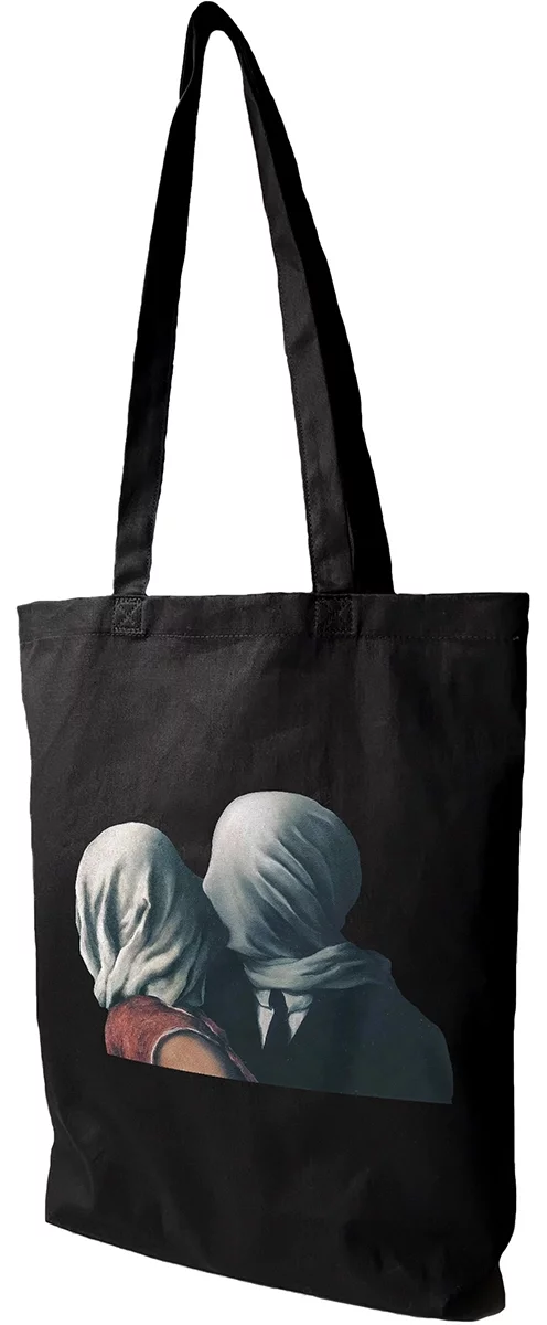 Torba bawełniana Kochankowie René Magritte, Czarna