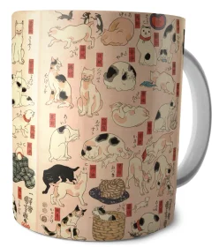 Kubek 55 kotów reprezentujących pięćdziesiąt trzy stacje Tokaido Utagawa Kuniyoshi