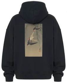 Bluza oversize Trzy jaskółki rdzawoczerwone podczas nurkowania Ohara Koson
