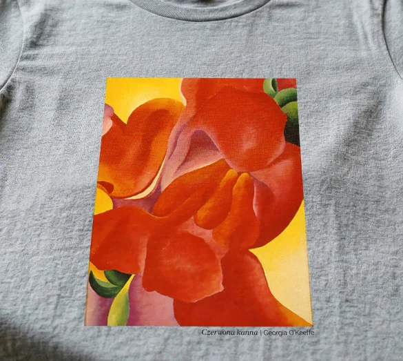 Koszulka z nadrukiem czerwona kanna Georgia O’Keeffe