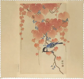 Ściereczka do okularów Sikora bogatka na gałęzi paulowni Ohara Koson