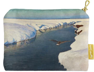 Kosmetyczka mini Pejzaż zimowy z rzeką i ptakiem Julian Fałat