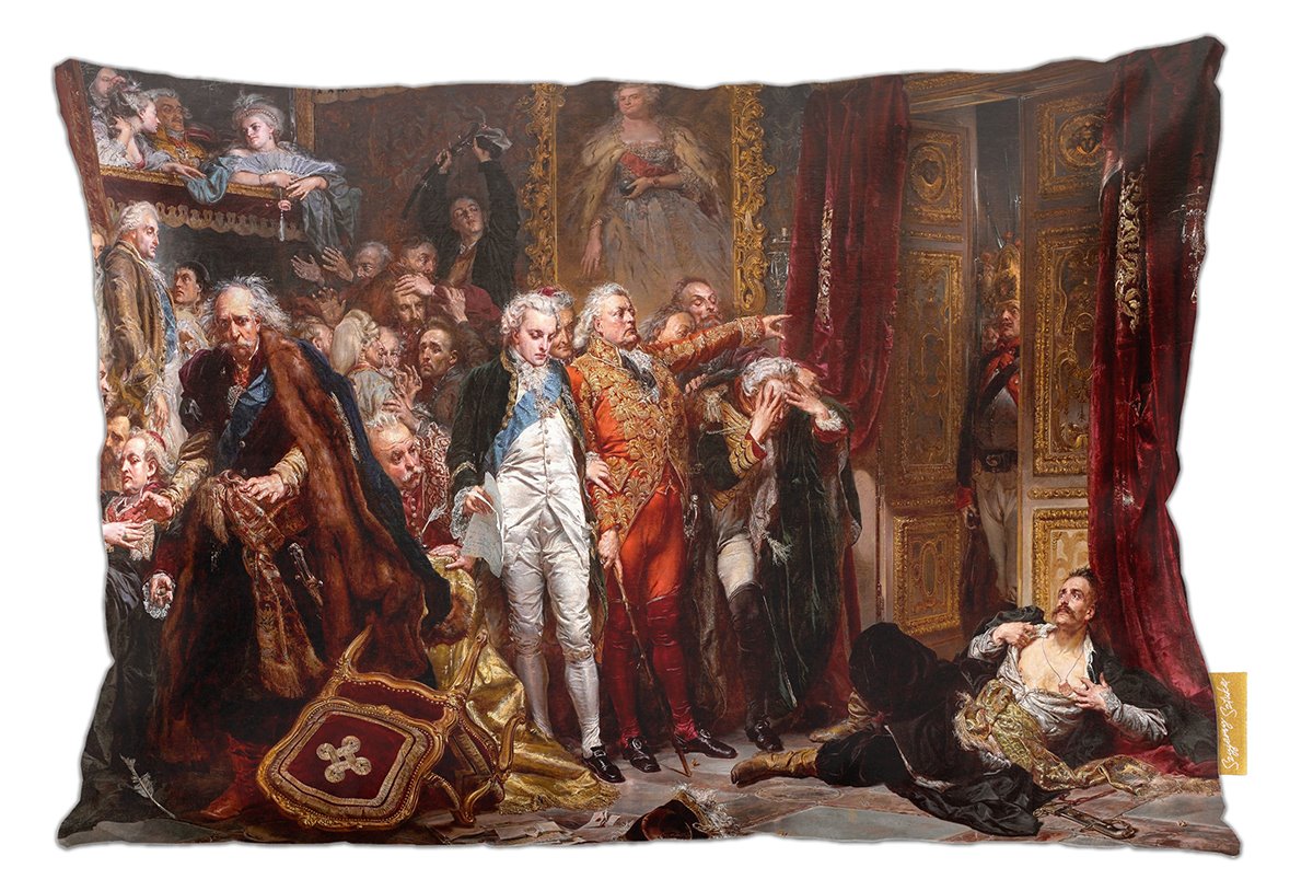 Poduszka dekoracyjna na prezent z obrazem Rejtan - Upadek Polski Jan Matejko Szyjemy Sztukę