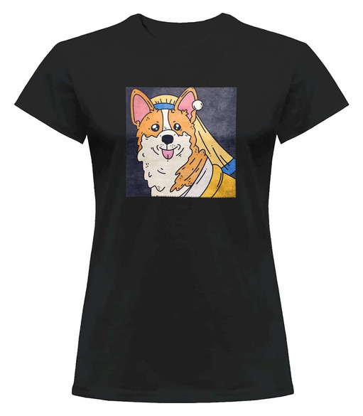 Bluzka damska z naszywką DOG PARODY: Dziewczyna z perłą 