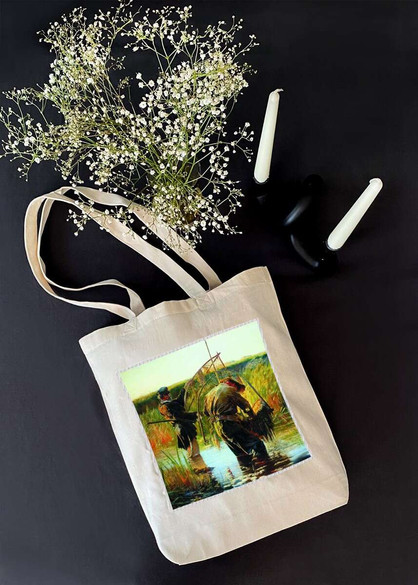 Torba z naszywką Rybacy brodzący w wodzie Leon Wyczółkowski