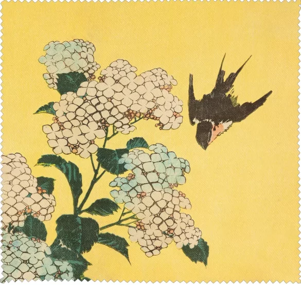 Ściereczka do okularów Hortensja i Jaskółka Katsushika Hokusai
