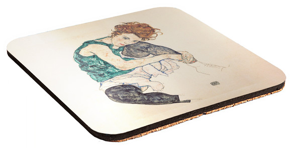 Podkładka pod kubek Siedząca kobieta z podniesionym kolanem Egon Schiele