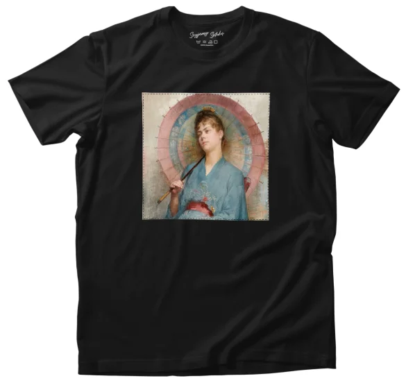 Koszulka z naszywką Kobieta z japońskim parasolem Anna Bilińska-Bohdanowiczowa