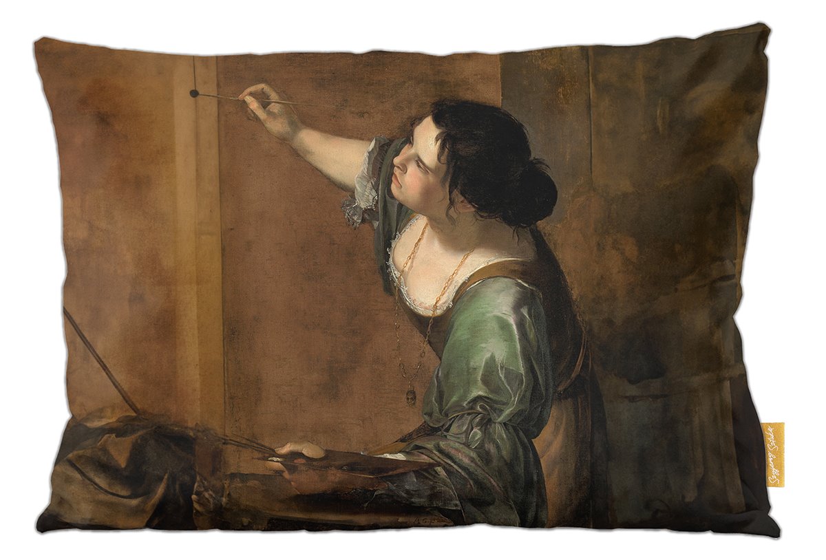 Poduszka dekoracyjna na prezent z obrazem Autoportret jako alegoria malarstwa Artemisia Gentileschi Szyjemy Sztukę