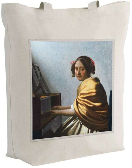 Torba z naszywką Młoda kobieta siedząca przy dziedzińcu Jan Vermeer