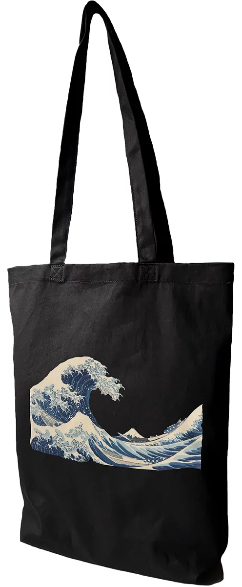 Torba bawełniana Wielka Fala w Kanagawie Katsushika Hokusai, Czarna