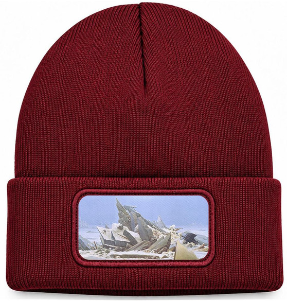 Czapka zimowa Morze lodu Caspar David Friedrich – bordowa