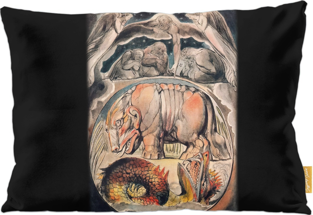 Poduszka dekoracyjna na prezent z obrazem Behemoth i lewiatan William Blake Szyjemy Sztukę