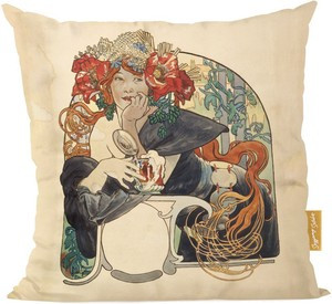 Poduszka Bières De La Meuse (Piwo z mezy) Alfons Mucha