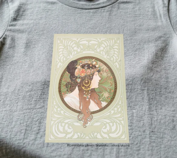 Koszulka z nadrukiem Bizantyjskie głowy: brunetka Alfons Mucha