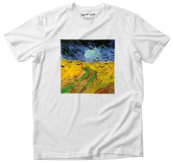 Koszulka z naszywką Pole pszenicy z krukami Vincent Van Gogh