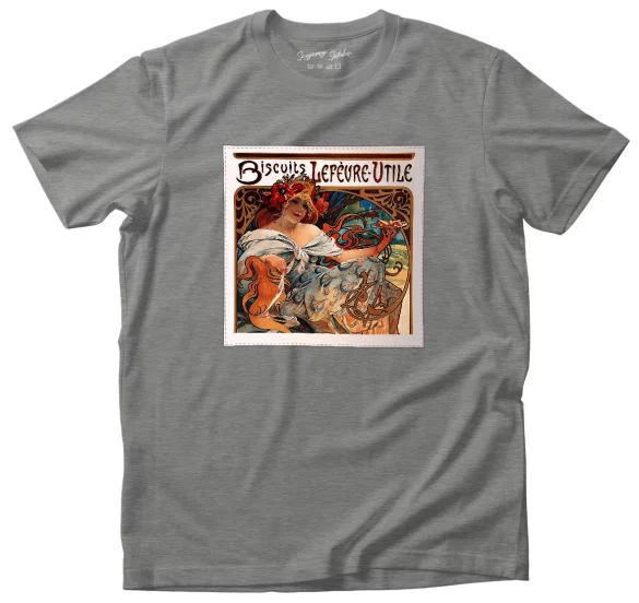 Koszulka z naszywką Biscuits Lefevre Utile Alfons Mucha