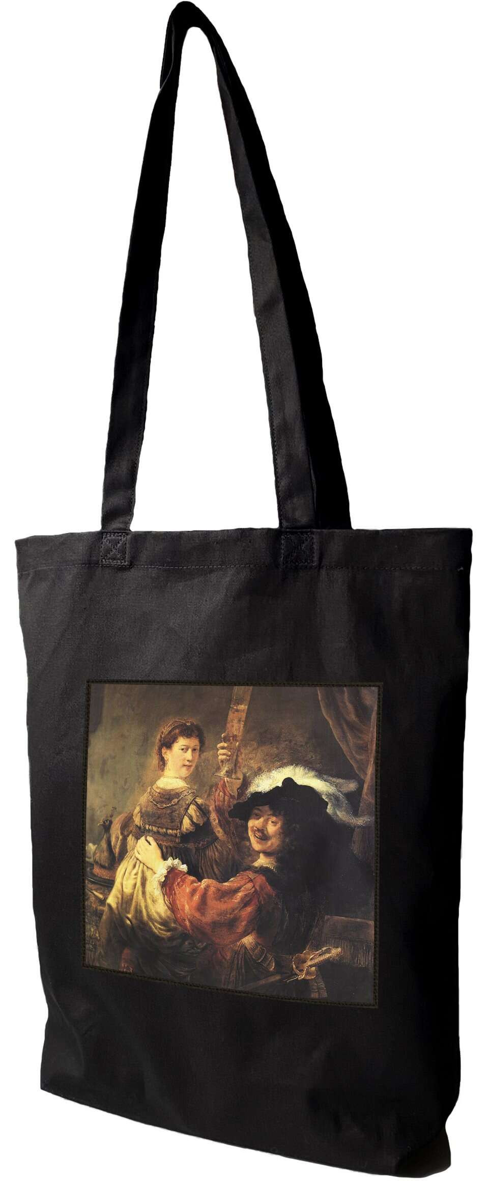 Torba z naszywką Autoportret z Saskią Rembrandt, Czarna