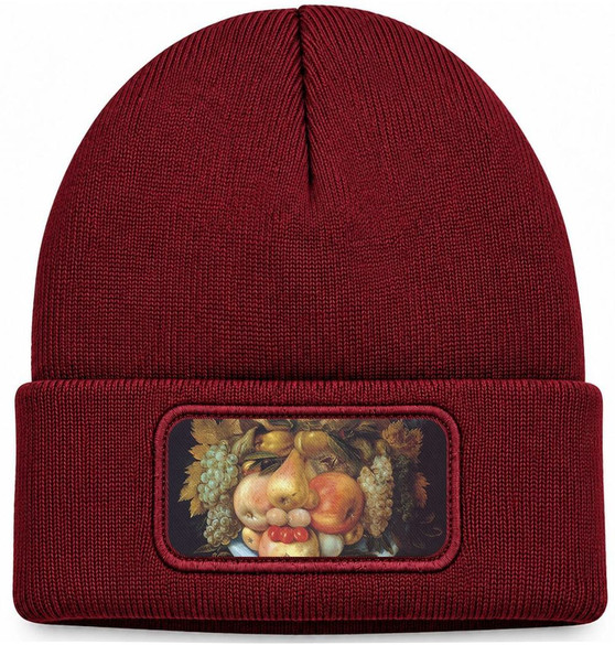 Czapka zimowa Kosz owoców Giuseppe Arcimboldo – bordowa