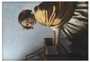 Magnes Młoda kobieta siedząca przy dziedzińcu Jan Vermeer