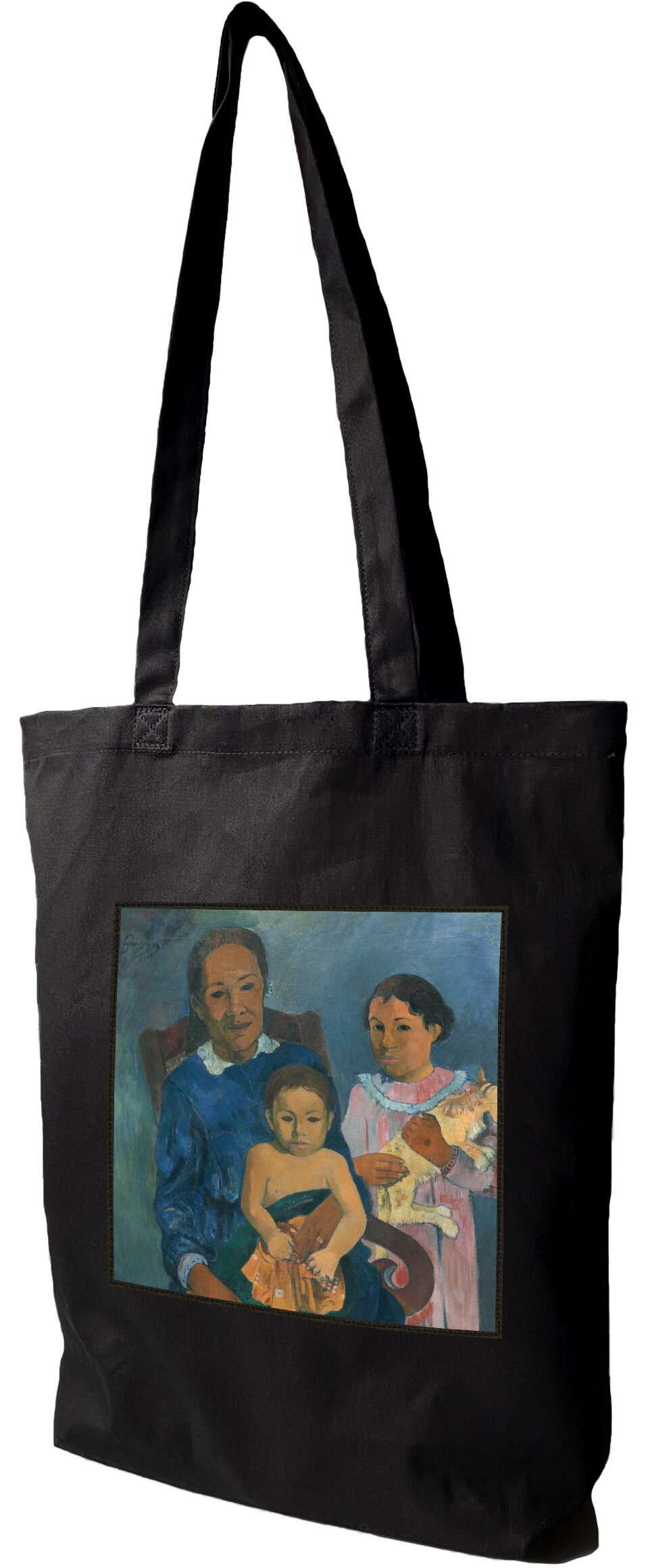 Torba z naszywką Polinezyjska kobieta z dziećmi Paul Gauguin, Czarna