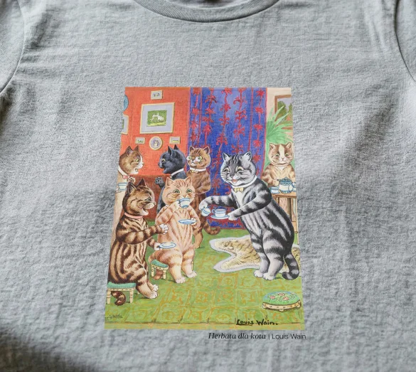 Koszulka z nadrukiem Herbata dla kota Louis Wain