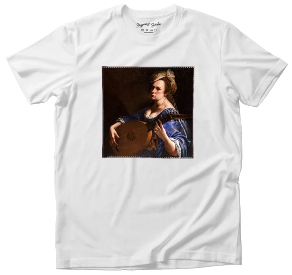 Koszulka z naszywką Autoportret jako lutnistka Artemisia Gentileschi