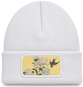 Czapka zimowa Hortensja i Jaskółka Katsushika Hokusai – biała