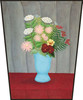 Still life of flowers in a blue vase