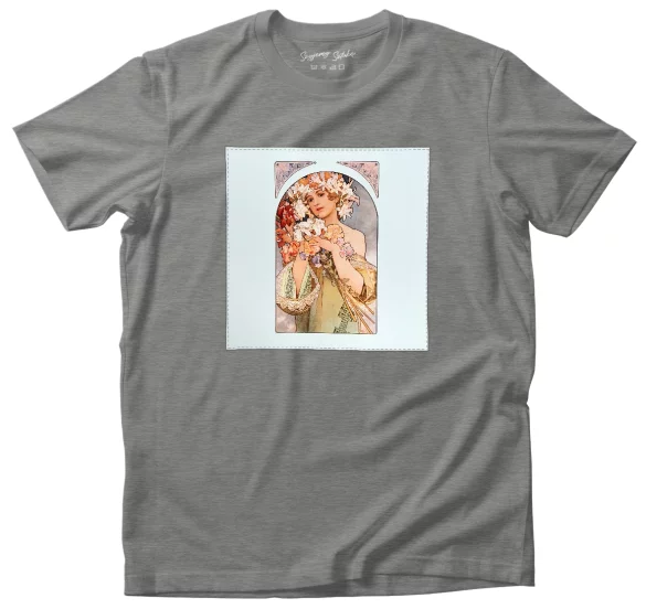 Koszulka z naszywką Kwiat Alfons Mucha