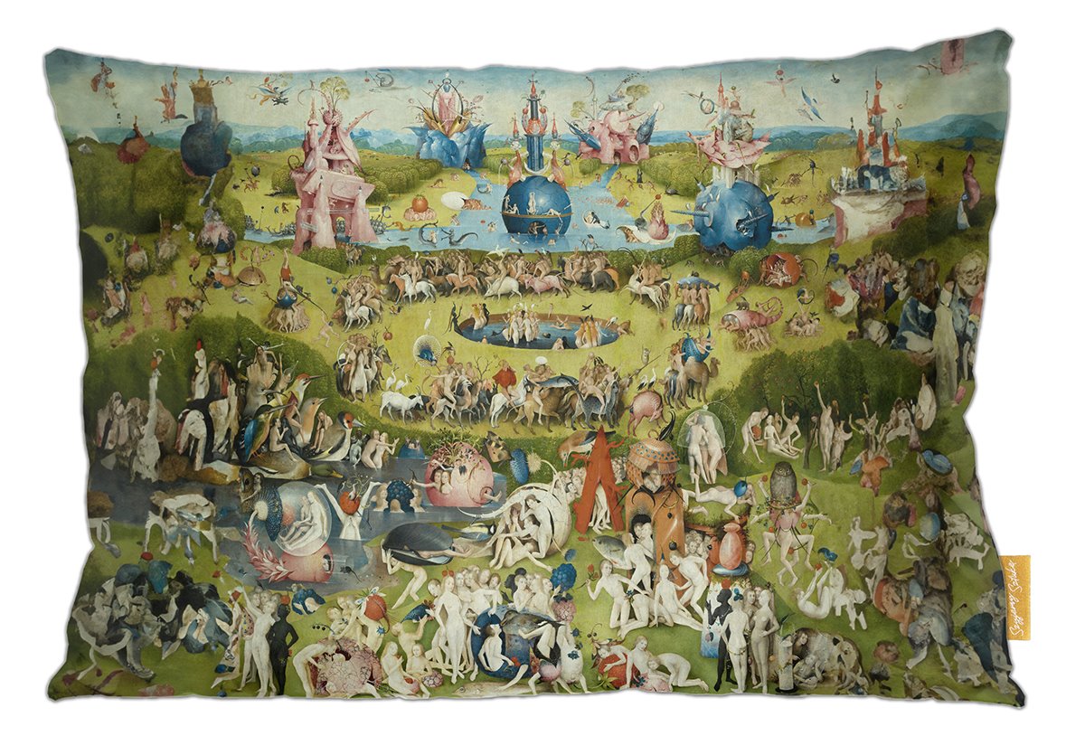 Poduszka dekoracyjna na prezent z obrazem Ogród rozkoszy ziemskich Hieronim Bosch Szyjemy Sztukę