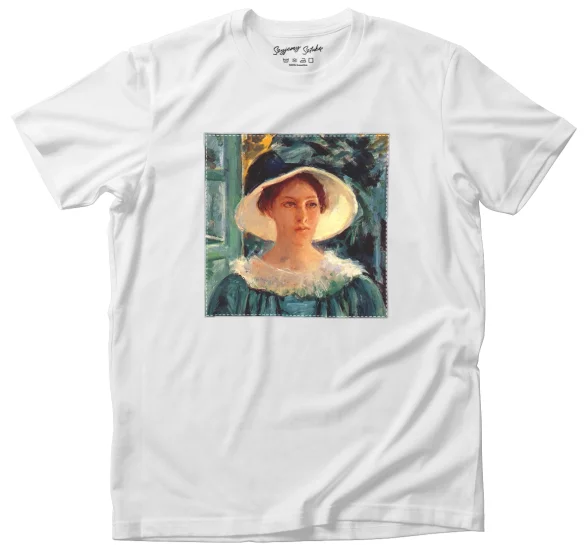 Koszulka z naszywką Młoda kobieta w ogrodzie Mary Cassatt