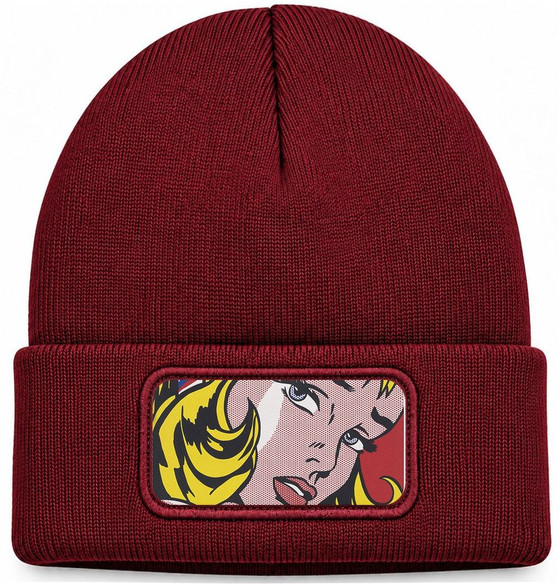 Czapka zimowa Girl with Hair Ribbon Roy Lichtenstein – bordowa