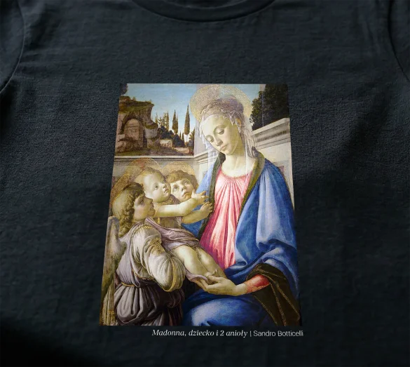 Koszulka z nadrukiem Madonna, dziecko i 2 anioły Sandro Botticelli