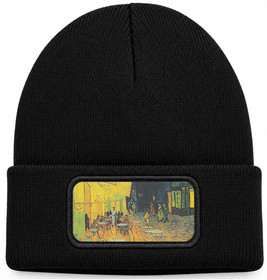 Czapka zimowa Taras kawiarni w nocy Vincent Van Gogh – czarna