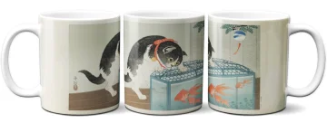 Kubek Kot i złota rybka Ohara Koson