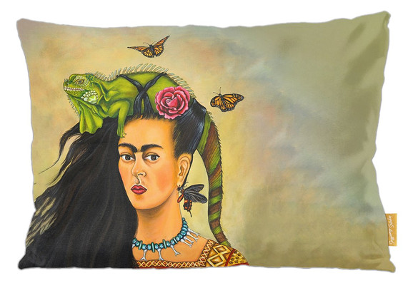 Poduszka Frida z legwanem – portret inspirowany Fridą Kahlo