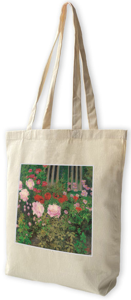 Torba z naszywką Kwitnące kwiaty na ogrodzeniu ogrodu Koloman Moser