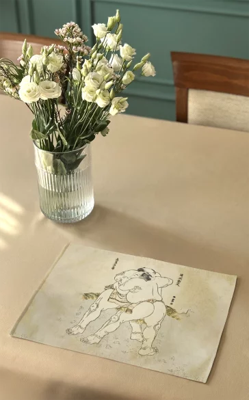 Podkładka na stół Zapaśnicy sumo Uzugafuchi Kandayu i Takasaki Ichijuro Katsushika Hokusai