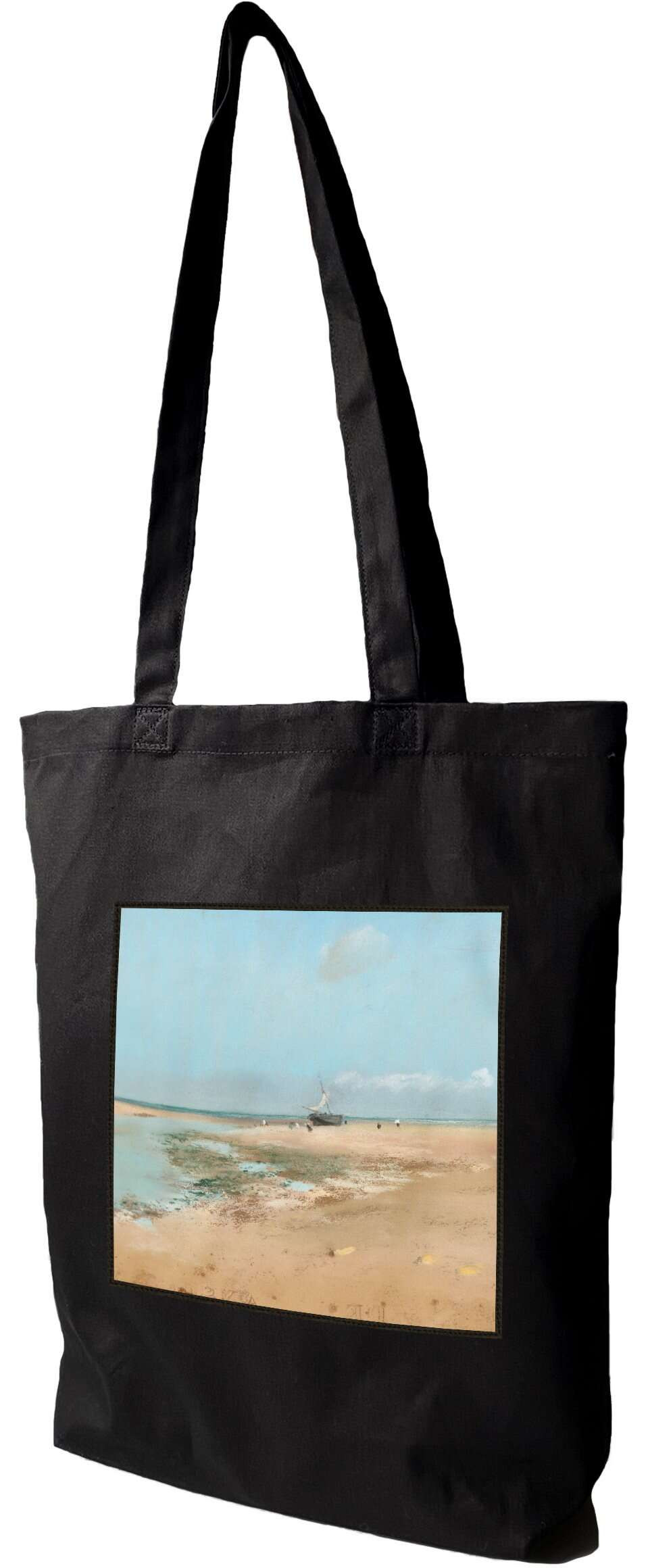 Torba z naszywką Plaża podczas odpływu (ujście rzeki) Edgar Degas, Czarna