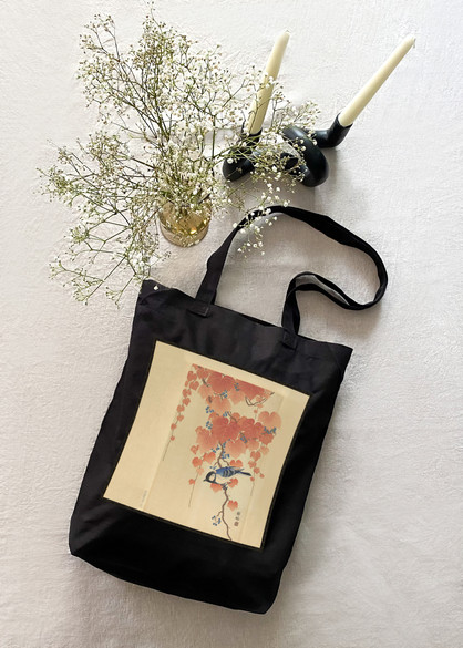 Torba z naszywką Sikora bogatka na gałęzi paulowni Ohara Koson