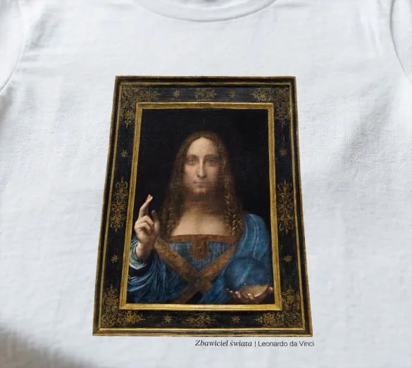 Koszulka z nadrukiem Zbawiciel świata Leonardo da Vinci
