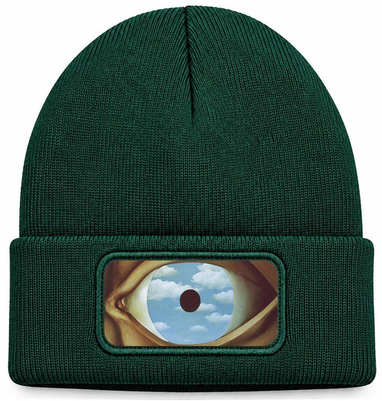 Czapka zimowa Fałszywe lustro René Magritte – zielona