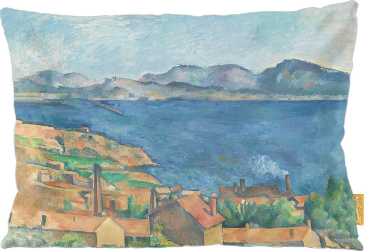 Poduszka dekoracyjna na prezent z obrazem Zatoka Marsylii widziana z L​  Estaque​ 1885​ Paul Cezanne Szyjemy Sztukę