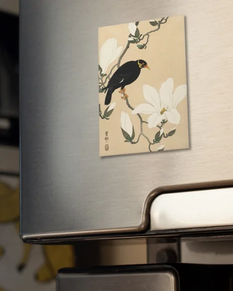 Magnes Wzgórze Myna na gałęzi magnolii Ohara Koson