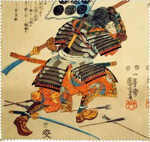 Ściereczka do okularów Samuraj Kiyokazu z naginatą Utagawa Kuniyoshi