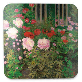 Podkładka pod kubek Kwitnące kwiaty na ogrodzeniu ogrodu Koloman Moser